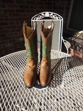 OLD WEST Kid's Brown Turquoise Western Boots Size 4.5