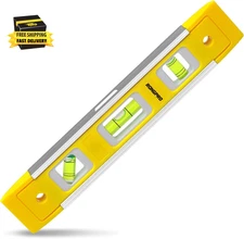 9 Inch Torpedo Level, Magnetic Box Level with 45°/90°/180° Bubbles, Shock Resist
