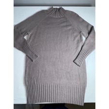 EXPRESS Taupe Brown Mock Neck Raglan Sleeve Knit Sweater Dress Med Y2K Top Tunic