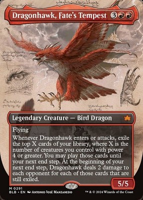1 x Dragonhawk, Fate's Tempest - Borderless - Bloomburrow - NM-Mint - MTG