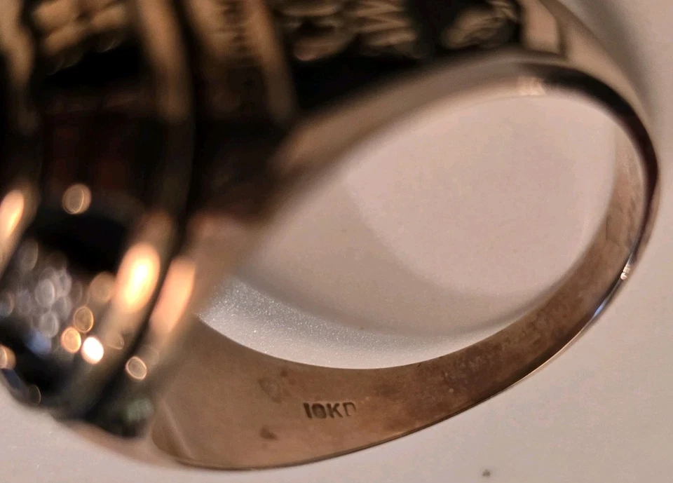 Anillo de premio de oro de 10 quilates certificado por Daimler Chrysler ónix - talla 13,5 - 1 diamante Foto 4 de 4