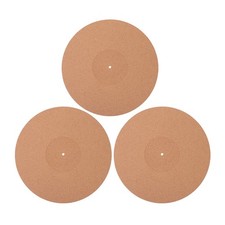 3Pcs Reusable Cork Vinyl Record Pads Shockproof Turntable Mats Brown Cushions