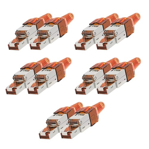 10x Netzwerkstecker CAT 7 Werkzeuglos RJ45- Netzwerk Metall Stecker Verlegekabel - Afbeelding 11 van 12
