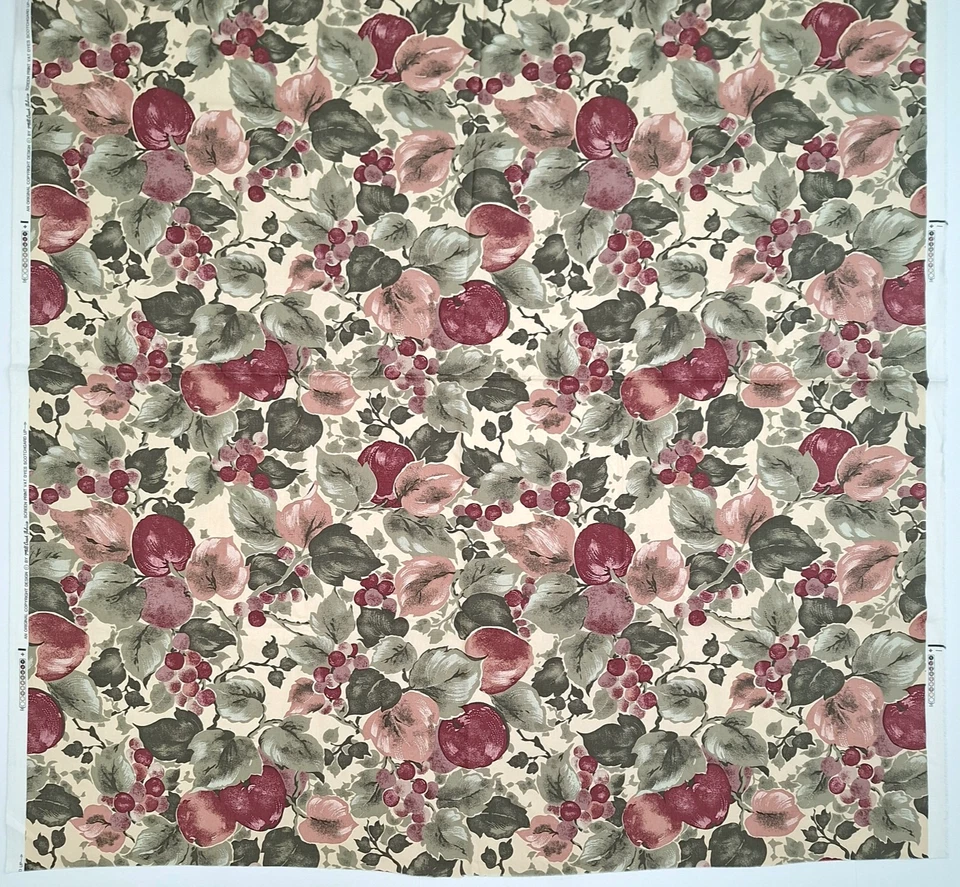 Apples Grapes Leaves Allover Screen Print Scotchgard Mill Creek Fabrics 3+ YDS - Image 3 of 4