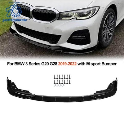 Fits 19-22 BMW G20 330i M Sport M340i Front Bumper Lip Gloss Black-3PC