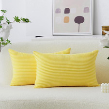 Yellow Spring Pillow Covers 12x20 Lumbar Pillows Fall Decoration Supersoft Strip