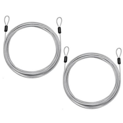 2pcs 1/8'' Dia 29.5ft Security Cable Lock Vinyl Coated Steel with Loops Silver