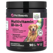 Pet Honesty Multivitamin 10-in-1 for Dogs, Chicken Flavor, 90 Count EXP 2027