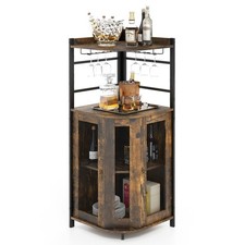 Corner Bar Cabinet Industrial Wine Buffet Cabinet Brown