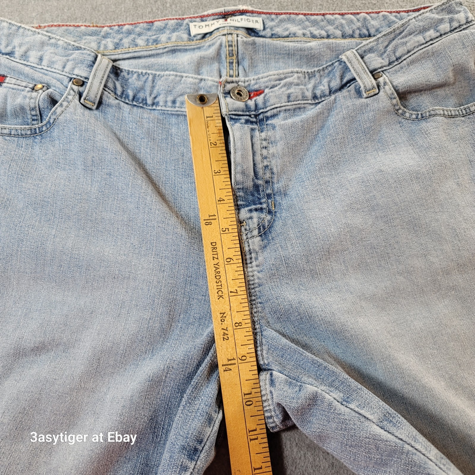 Vintage Y2K 90s TOMMY Hilfiger Crop Vented Capri Jeans Womens 14 34x25 High Rise thumbnail 13