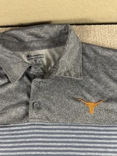 Texas Longhorns Champion Polo Shirt Mens 2XL Gray Striped Performance Golf NCAA