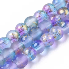 50 Blue Purple Frosted Glass Beads Round 4mm BULK Spacers Jewelry Round Gold