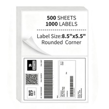 1000 Mailing Shipping Labels 8.5"x5.5" Round Corner Half Sheet Self Adhesive US
