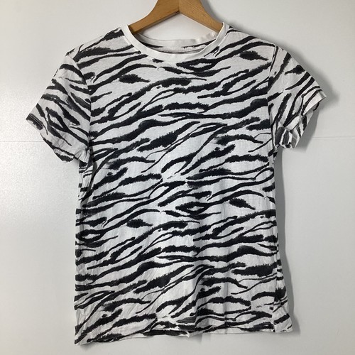 Primark White Black Zebra Print T-Shirt Womens Size S UK 10/12 Animal Tee Casual