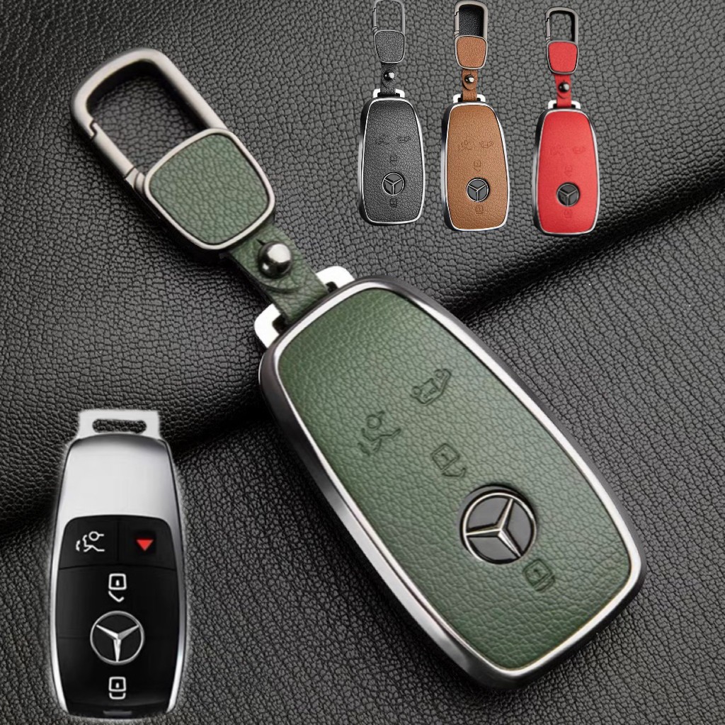 Leather Car Key Fob Case Cover for Mercedes-Benz A C E GLC AMG C300