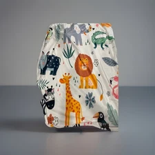 Baby Zoo Animal  Blanket Cute Wild Animals Fleece Throw 50x37 White