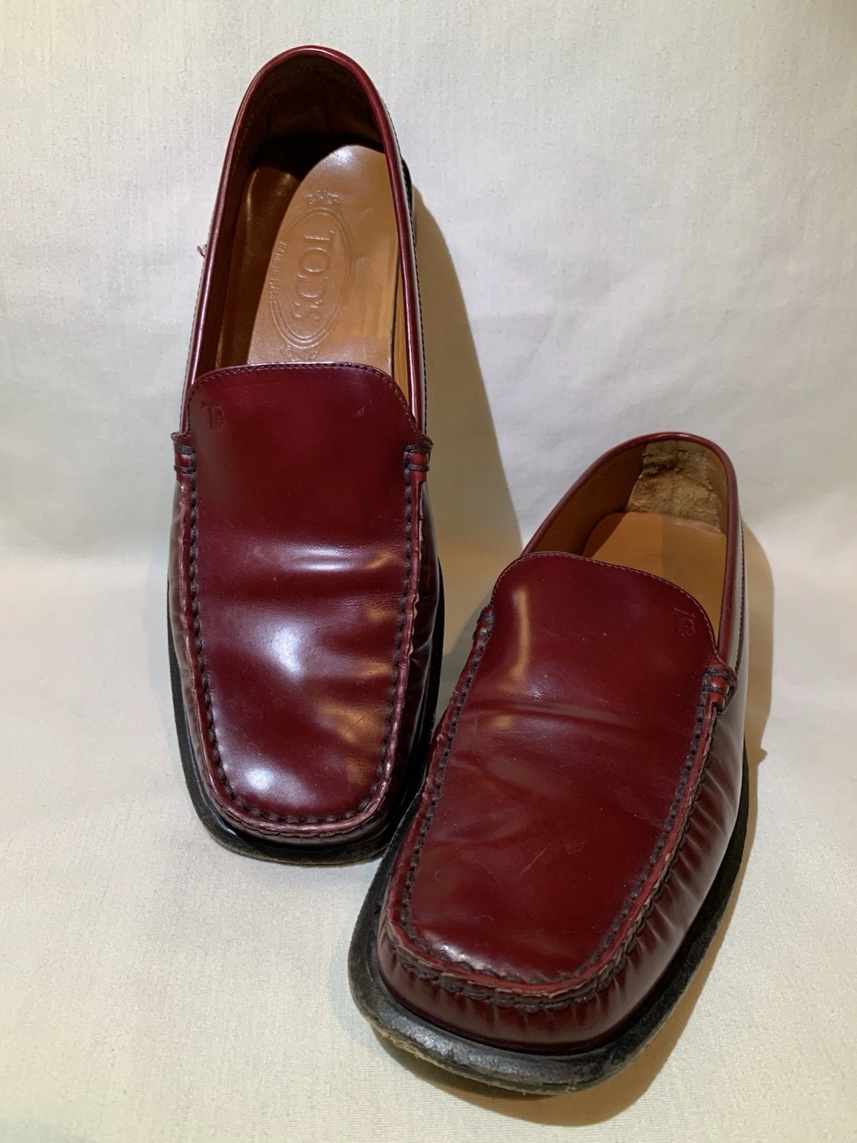 TOD’S Mocassino Tod's Shoes donna 10 rosso bordeaux pelle mocassino guida Italia