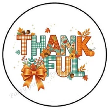 THANKFUL BOW THANKSGIVING ENVELOPE SEALS LABELS STICKERS PARTY FAVORS