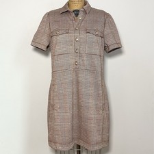 LOFT Plaid Shirt Dress Size 12 NWT Button Front Short Sleeve Pockets