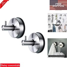 Stainless Steel Suction Cup Shower Hooks Towel Racks Bathroom Wall Mount Hold...