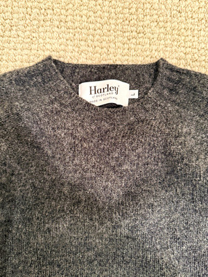 Harley of Scotland Wool Knit Sweaters lot of 3 Gray, Blue, Dark Brown