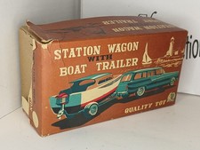 Vintage Japanese Tin Toy Car SSS Original   Box Only  Station Wagon Trailer