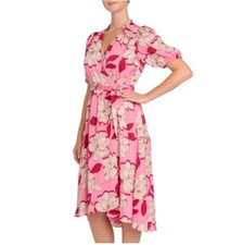 NWT Draper James Women's Wrap Midi Pink Floral Dress Size Medium