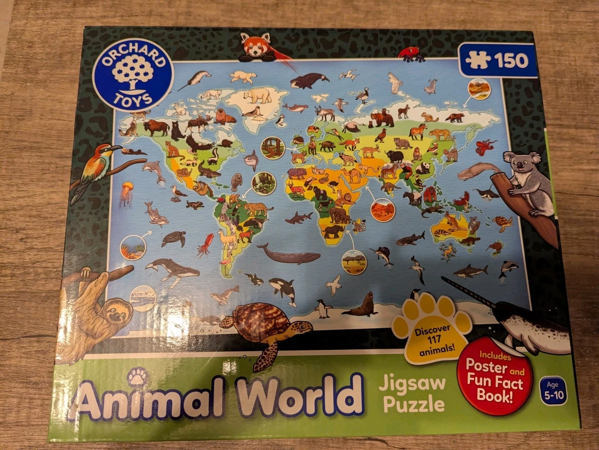 Orchard Toys Puzzle E Poster Gli Animali Del Mondo - 150 Pezzi, Con Poster E Libretto Didattico, Per Bambini
