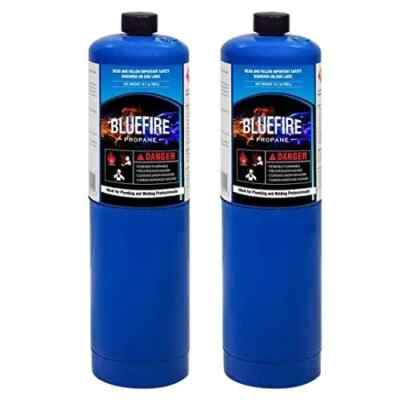 BLUEFIRE 2x Standard Propane Gas Fuel Cylinder / Canister,14 oz, 97% High Purity