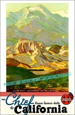 El Cajon Pass California 1936 Santa Fe RR Vintage Poster Print Retro Travel Art