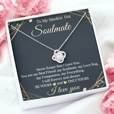 To My Hot Soulmate Necklace Love Knot Pendant Valentine Gift for Wife Girlfriend