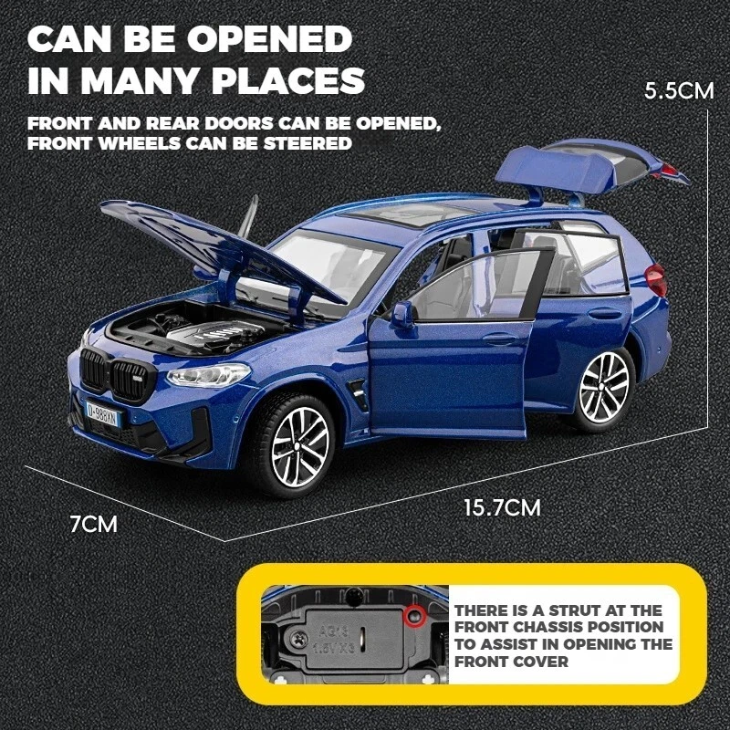 1:32 BMW X3M SUV Alloy Metal Diecast Model Car Sound & Light Pull Back Hobby Toy - Image 3 of 4