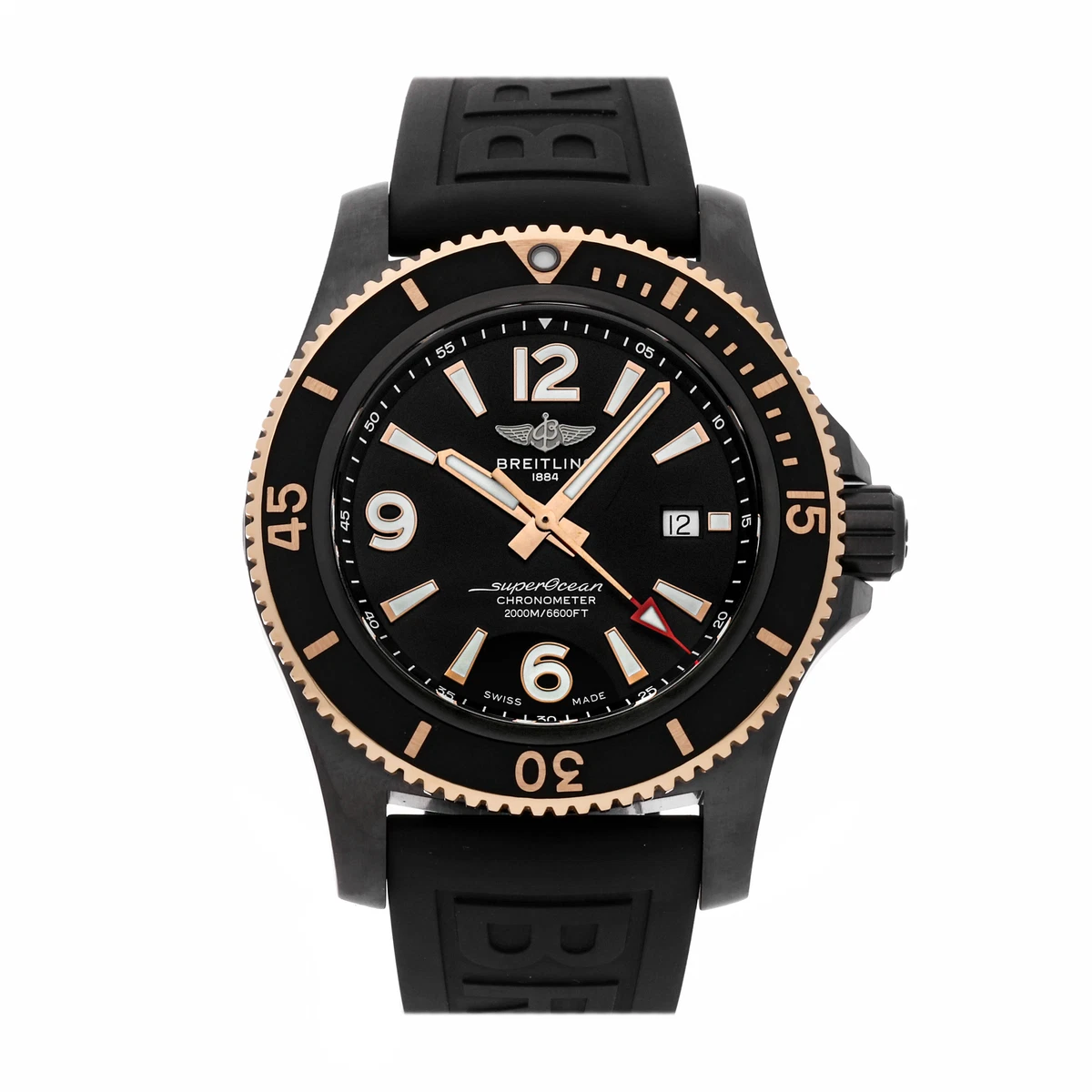 Breitling Superocean 46 Auto Steel Gold Mens Strap Watch Date