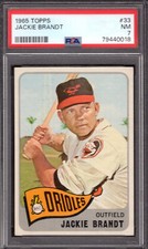 1965 TOPPS JACKIE BRANDT  CARD NO:33 PSA 7 NEAR MINT CONDITION