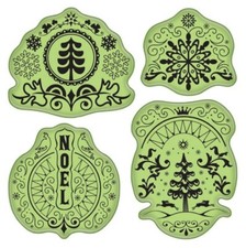 Inkadinkado Folk Winter Set Cling Rubber Stamp Stamping Gear Holiday Trees Noel