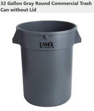 32 Gal Heavy Duty Gray Garbage / Trash Can with Handles  No Lid