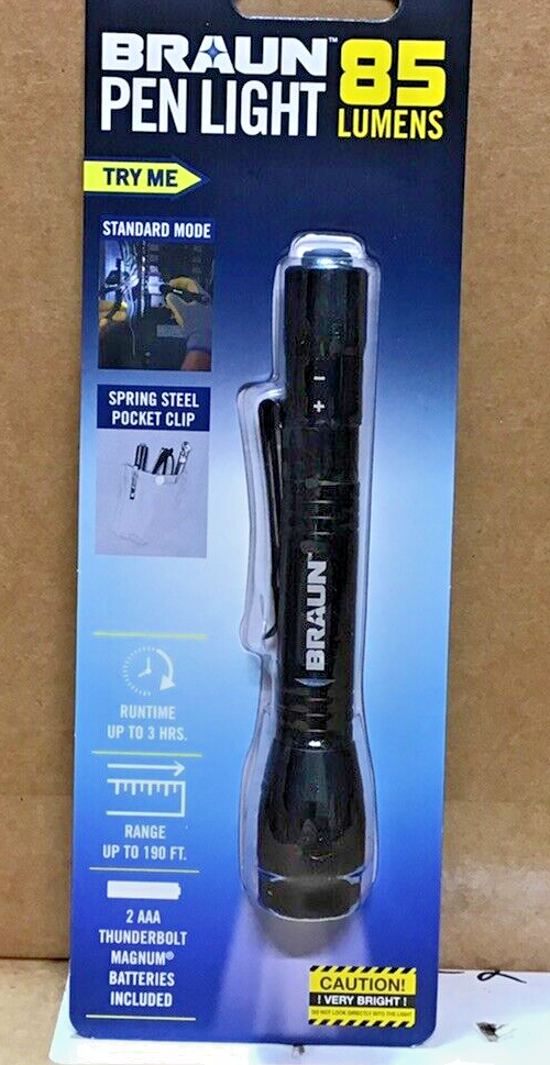 Braun Pen Light 85 Lumen Flashlight Black | eBay