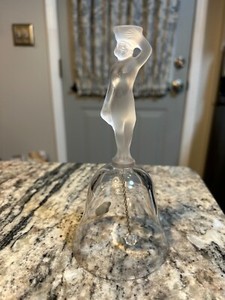 Bayel Golden Crown E & R France Crystal Bell w / Bride Woman Handle 7.25"