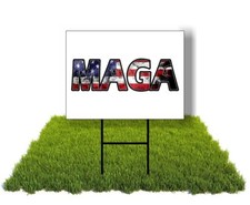 Eco TRUMP MAGA DISTRESSED FLAG Double Sided 12x16 in Yard Road Sign w/Stand