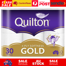 Toilet Paper 30 Rolls Quilton 4 Ply White Soft Tissue Bulk Quilton Gold-Softness