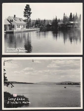 2-Maine-ME-Sinclair-Long Lake-Thoroughfare-RPPC-Vintage Real Photo Postcard Lot