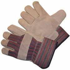 G  F Regular Cowhide Leather Palm Gloves with Rubberized Safety Cuff Large, 5Pr