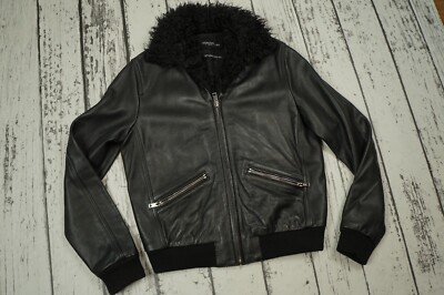 GIAMBATTISTA VALLI H&M Black LEATHER JACKET Authentic Front Zip  