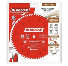 Diablo D1060X 10" x 60 Tooth Hi-ATB Fine Finish Carbide Saw Blade, Wood Cutting