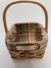 Longaberger 2003 Dresden Basket with Handle Combo w  Liner & Protector