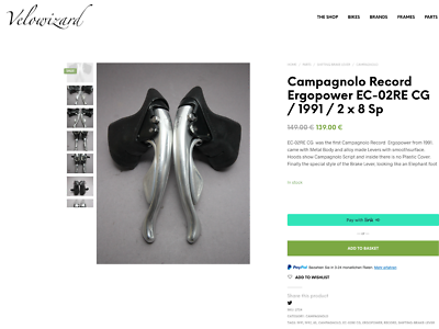 Leviers Campagnolo Record Ergopower EC-02RE CG – 1991 – 2x8 Vitesses – Bon état