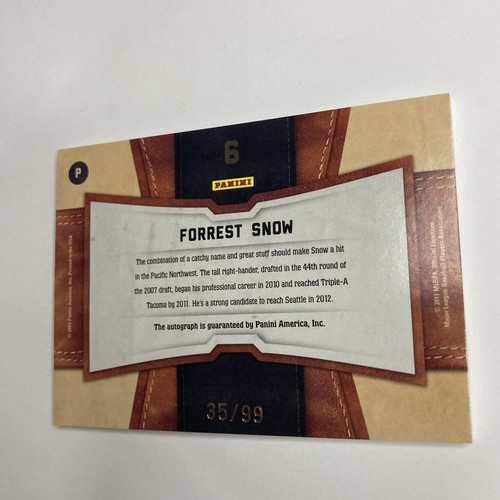 2011 Forrest Snow Baseball Stitch Relic Patch Autograph Auto /99 SP Rare - Picture 3 of 5