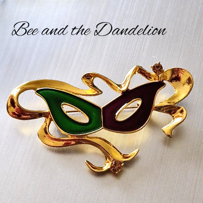 Brosche Karneval Maske goldfarben