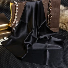 100% Silk 20" Square Scarf Women neckerchief Wrap solid color pure black MY1-J