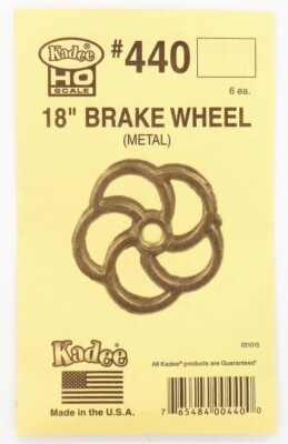 Kadee HO scale # 440 ~ Metal Brake Wheel 18'' Diameter ~ 6x Package ~ New